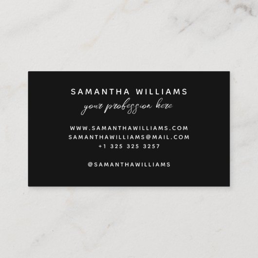 Carte De Visite Script moderne calligraphie nom élégant feminine (Dos)