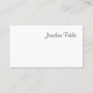 Carte De Visite Script moderne Cool professionnel Simple Plain Top
