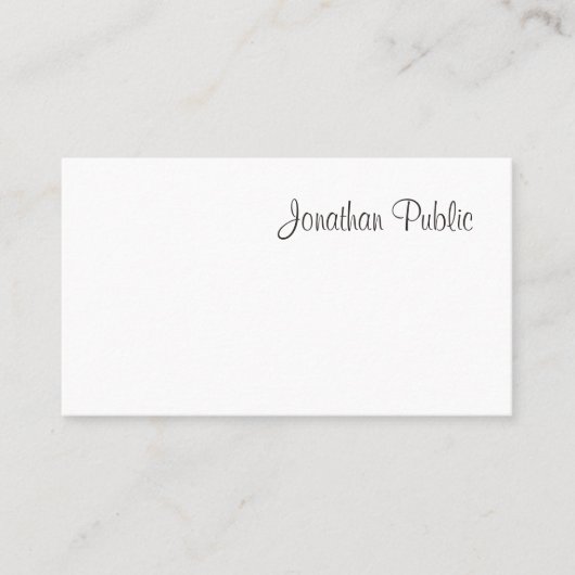 Carte De Visite Script moderne Cool professionnel Simple Plain Top (Devant)