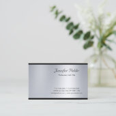 Carte De Visite Script moderne de glamour Silver Luxe à la mode (Debout devant)