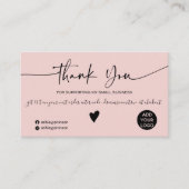 Carte De Visite Script moderne dusty rose ordre merci (Devant)