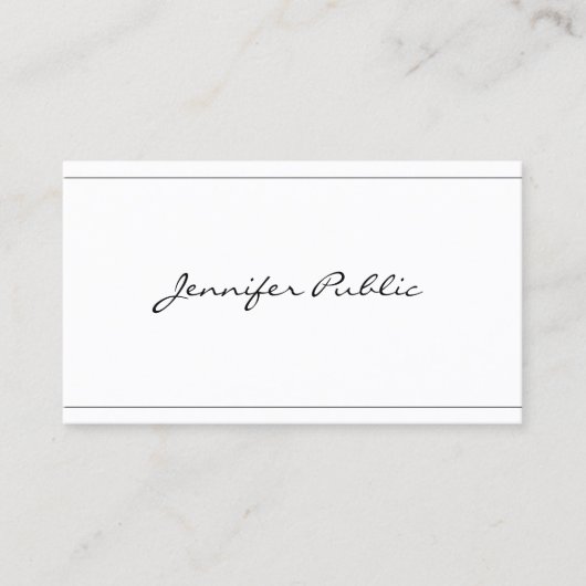 Carte De Visite Script Moderne élégant Design élégant Belle Plaine (Devant)
