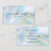 Carte De Visite Script moderne Faux Holographique Salon de beauté (Devant / Derrière)