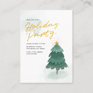 Carte De Visite Script moderne Gold Christmas Tree