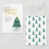 Carte De Visite Script moderne Gold Christmas Tree (Devant / Derrière)