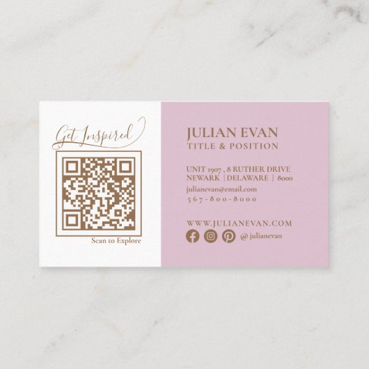 Carte De Visite Script moderne Luxe Rose Holographique Beauté (Dos)