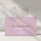 Carte De Visite Script moderne Luxe Rose Holographique Beauté