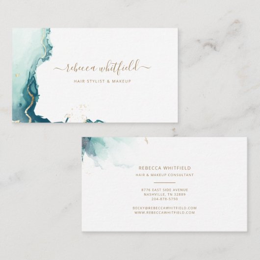 Carte De Visite Script moderne Marbre Agate Motif Abstrait (Devant / Derrière)