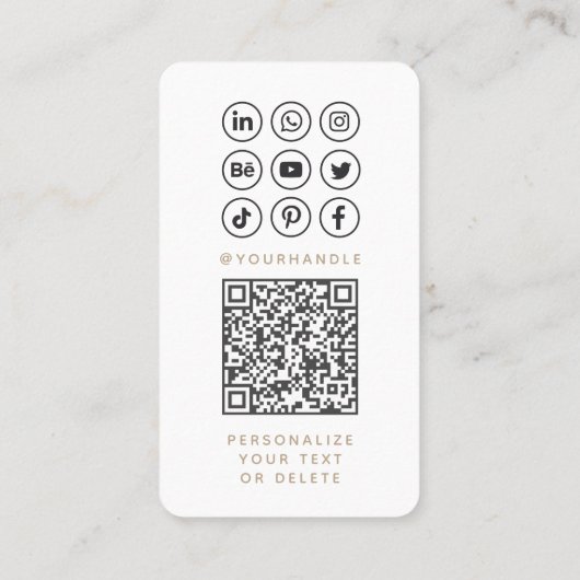 Carte De Visite Script Moderne Médias Sociaux QR Code Ajouter votr (Dos)