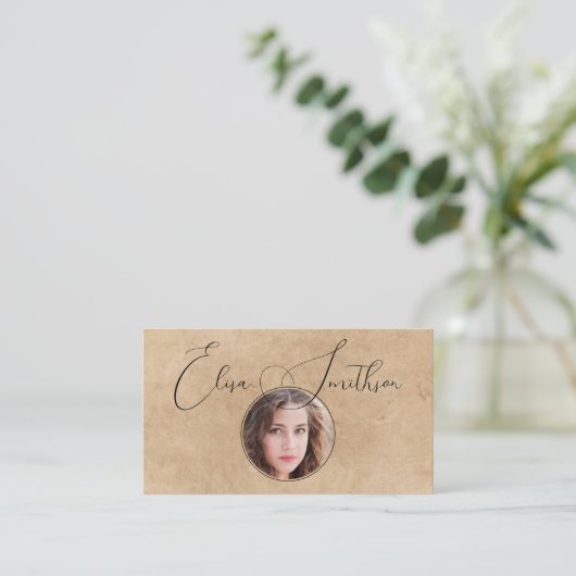 Carte De Visite Script Moderne Médias Sociaux QR Code Ajouter votr (Debout devant)