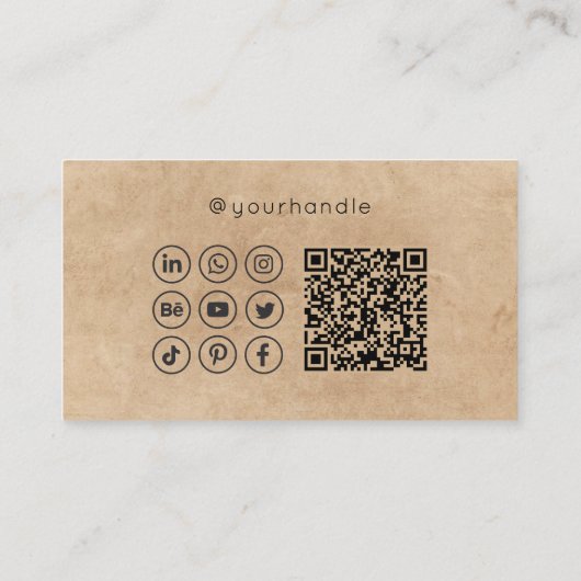 Carte De Visite Script Moderne Médias Sociaux QR Code Ajouter votr (Dos)