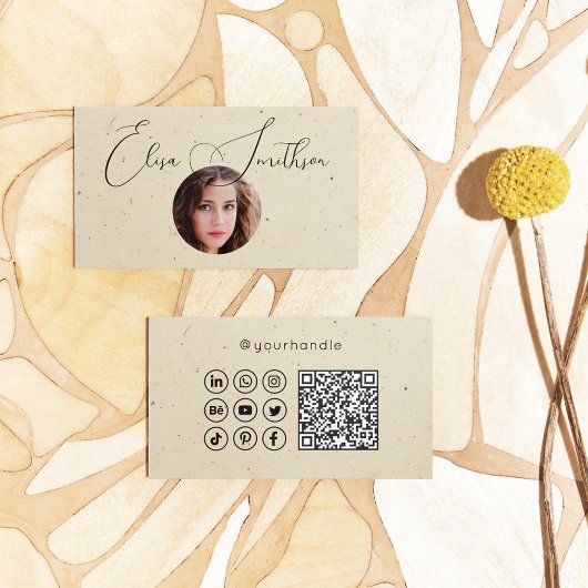 Carte De Visite Script Moderne Médias Sociaux QR Code Ajouter votr