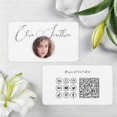 Carte De Visite Script Moderne Médias Sociaux QR Code Ajouter votr