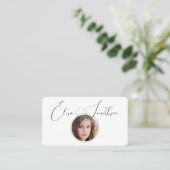 Carte De Visite Script Moderne Médias Sociaux QR Code Ajouter votr (Debout devant)