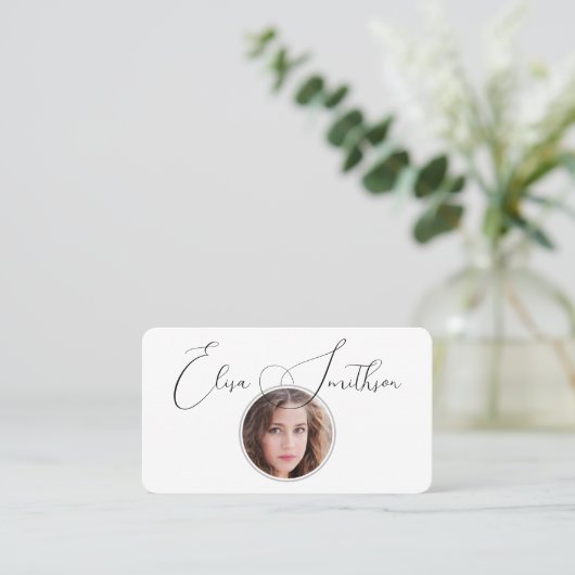 Carte De Visite Script Moderne Médias Sociaux QR Code Ajouter votr (Debout devant)