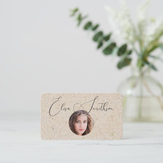 Carte De Visite Script Moderne Médias Sociaux QR Code Ajouter votr (Debout devant)