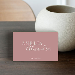 Carte De Visite Script moderne minimaliste Dusty Rose Boho Chic