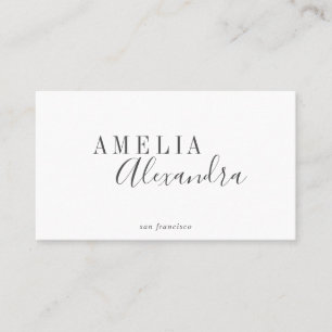 Carte De Visite Script moderne minimaliste QR Code noir blanc