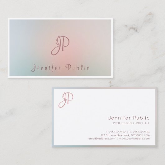 Carte De Visite Script moderne Monogramme Élégant couleurs Modèle (Devant / Derrière)