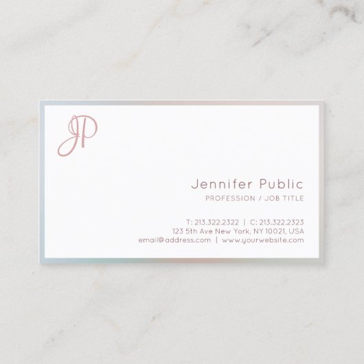 Carte De Visite Script moderne Monogramme Élégant couleurs Modèle (Dos)