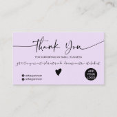 Carte De Visite Script moderne noir lavande ordre merci (Devant)