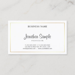 Carte De Visite Script moderne Professionnel élégant Plain Gold Lu