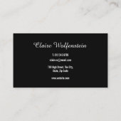 Carte De Visite Script moderne professionnel noir et blanc (Dos)