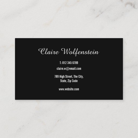 Carte De Visite Script moderne professionnel noir et blanc (Dos)