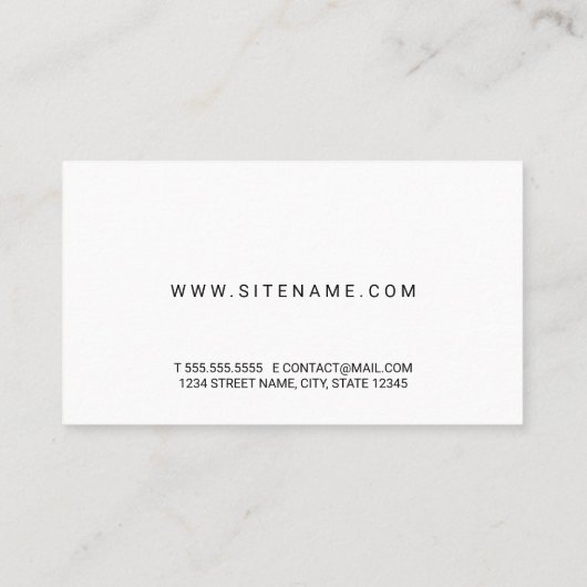 Carte De Visite Script moderne professionnel noir et blanc (Dos)