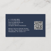 Carte De Visite Script moderne professionnel QR Code Bleu (Dos)