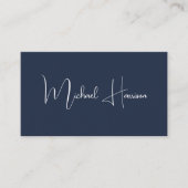 Carte De Visite Script moderne professionnel QR Code Bleu (Devant)