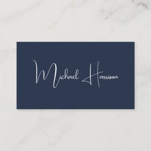 Carte De Visite Script moderne professionnel QR Code Bleu (Devant)