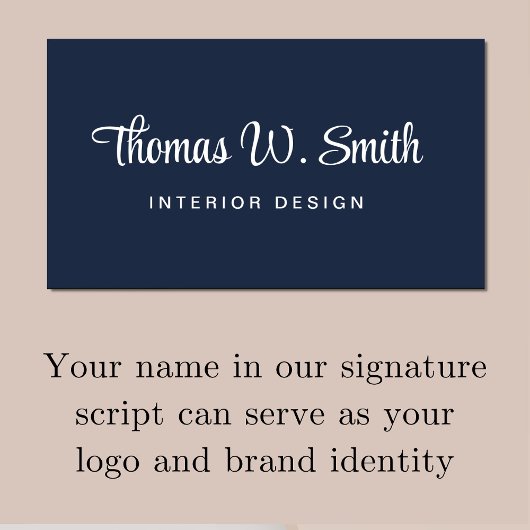 Carte De Visite Script moderne QR Code bleu