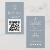 Carte De Visite Script moderne QR code bleu poussiéreux ordre merc (Devant / Derrière)