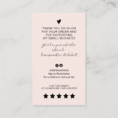 Carte De Visite Script moderne QR code blush rose ordre merci (Dos)