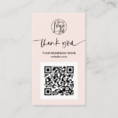Carte De Visite Script moderne QR code blush rose ordre merci (Devant)