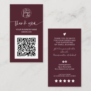 Carte De Visite Script moderne QR code bordeaux ordre merci