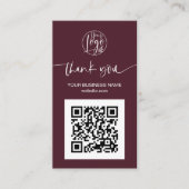Carte De Visite Script moderne QR code Bourgogne ordre merci (Devant)