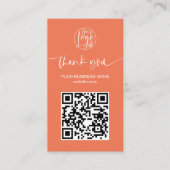 Carte De Visite Script moderne QR code coral ordre merci (Devant)