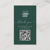 Carte De Visite Script moderne QR Code Green Order Merci (Devant)