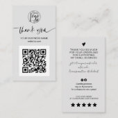 Carte De Visite Script moderne QR code gris ordre merci (Devant / Derrière)