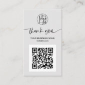 Carte De Visite Script moderne QR code gris ordre merci (Devant)