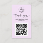 Carte De Visite Script moderne QR code lavender ordre merci (Devant)