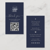 Carte De Visite Script moderne QR Code Marine Ordre Merci (Devant / Derrière)