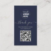 Carte De Visite Script moderne QR Code Marine Ordre Merci (Devant)