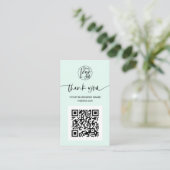 Carte De Visite Script moderne QR code ment vert ordre merci (Debout devant)