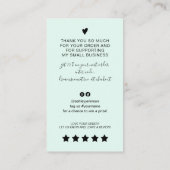 Carte De Visite Script moderne QR code ment vert ordre merci (Dos)