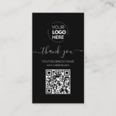 Carte De Visite Script moderne QR Code Merci de commande noir (Devant)
