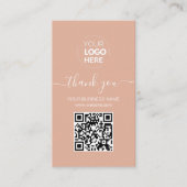 Carte De Visite Script moderne QR Code Merci de commande rose (Devant)