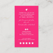 Carte De Visite Script moderne QR code neon rose ordre merci (Dos)